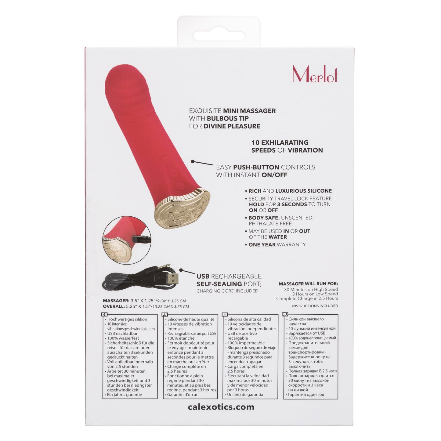 Uncorked Merlot Mini Massager Vibrator in Pink with 10 Speeds and 3-Inch Silicone Personal Vibrator
