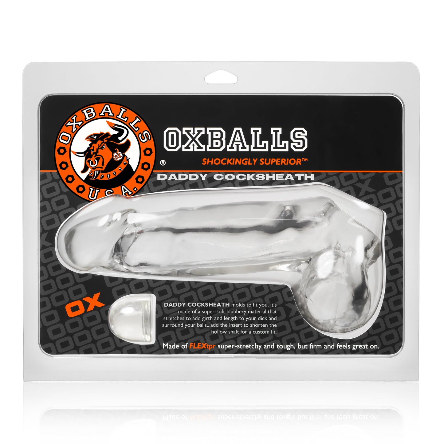 Daddy Cocksheath w Balls Clear 10 Inch Length