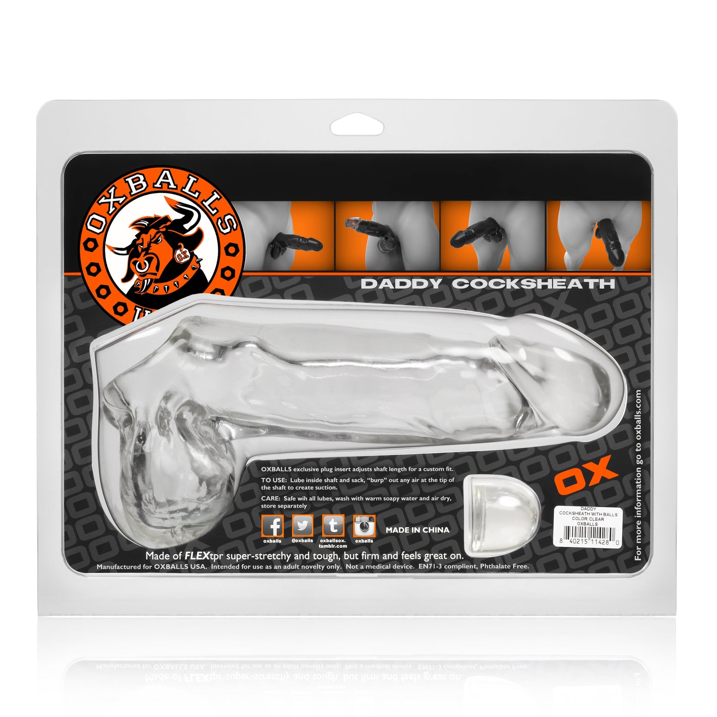 Daddy Cocksheath w Balls Clear 10 Inch Length