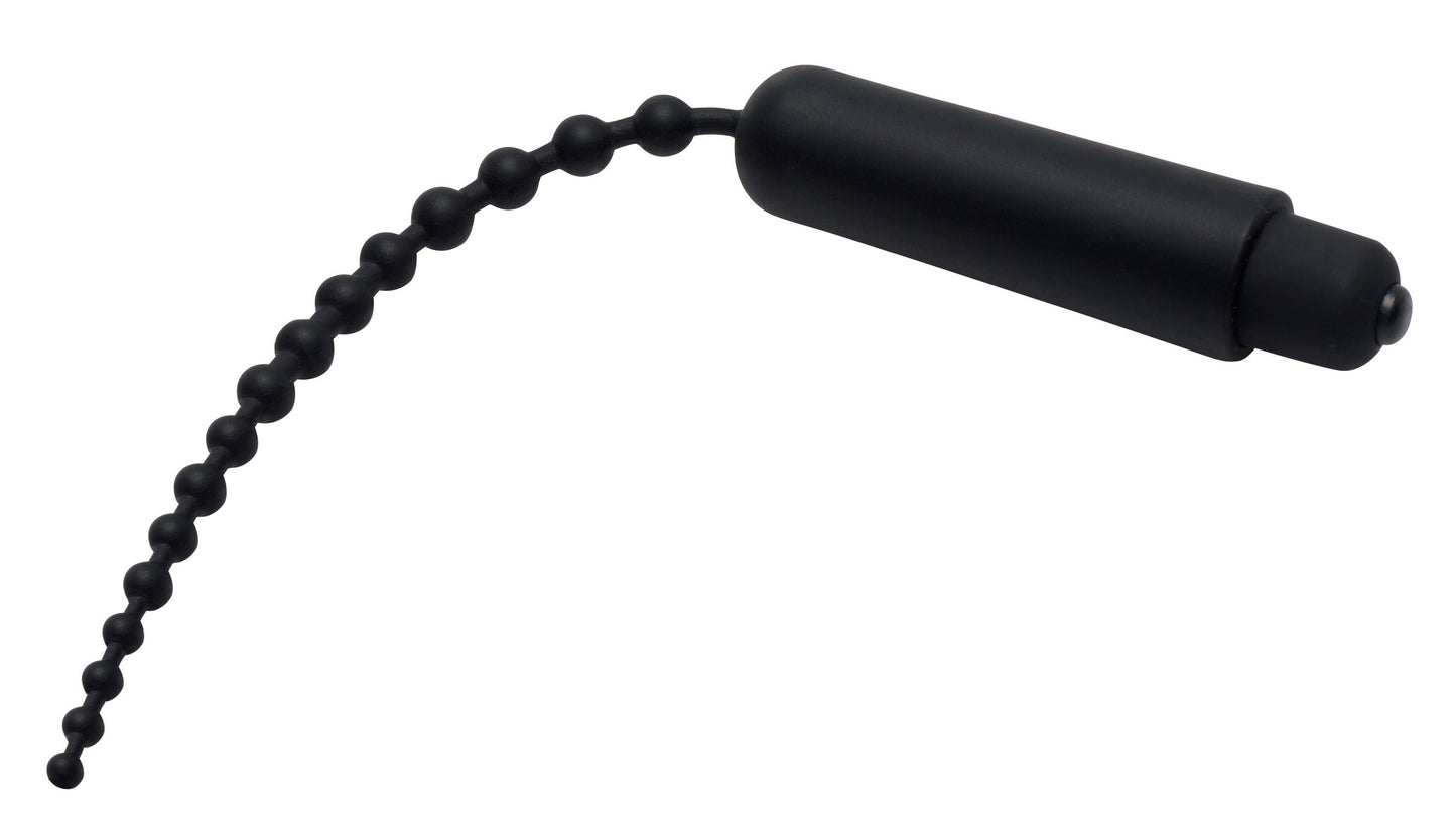 Dark Rod Silicone Vibrating Beaded Urethral Sound Toy
