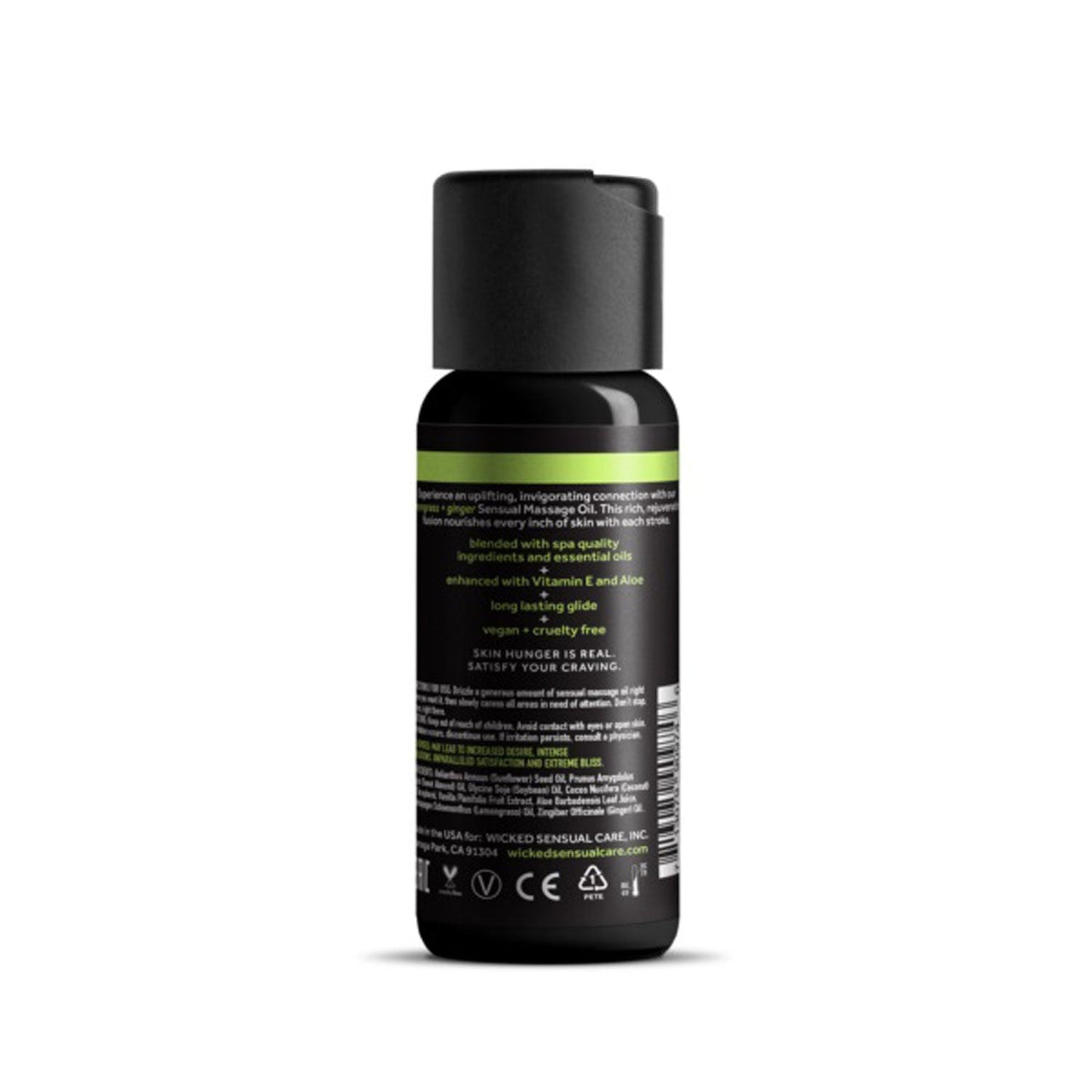 Wicked Sensual Massage Oil 120ml - Lemongrass and Ginger Scented