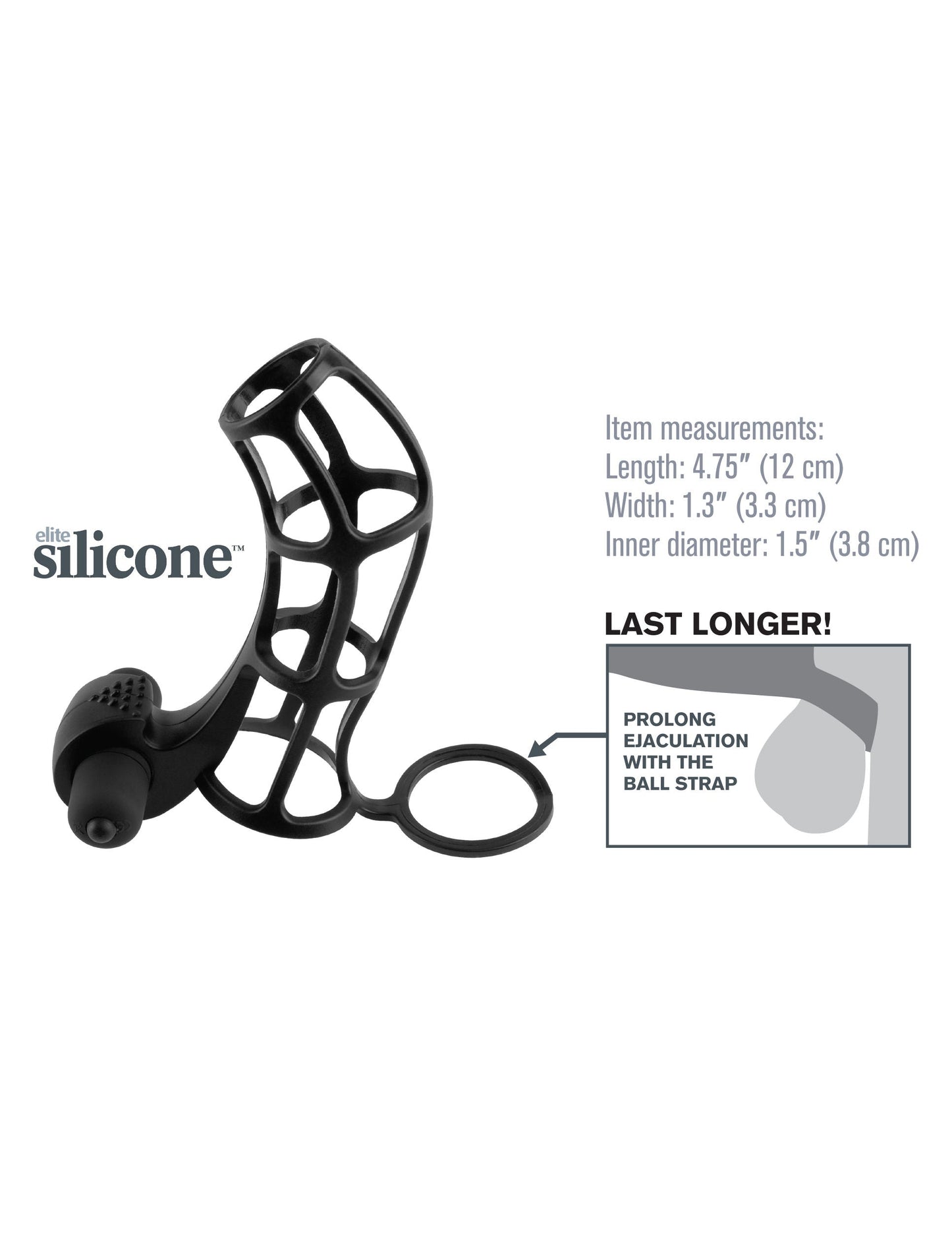 Deluxe Silicone Power Cage Erection Enhancer in Black