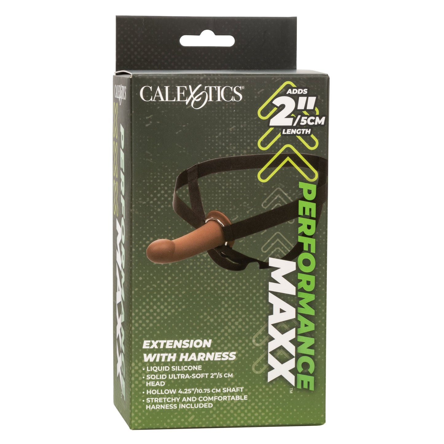 Performance Maxx Extension with Harness Brown 2 Inch Liquid Silicone Sleeve and Adjustable Straps