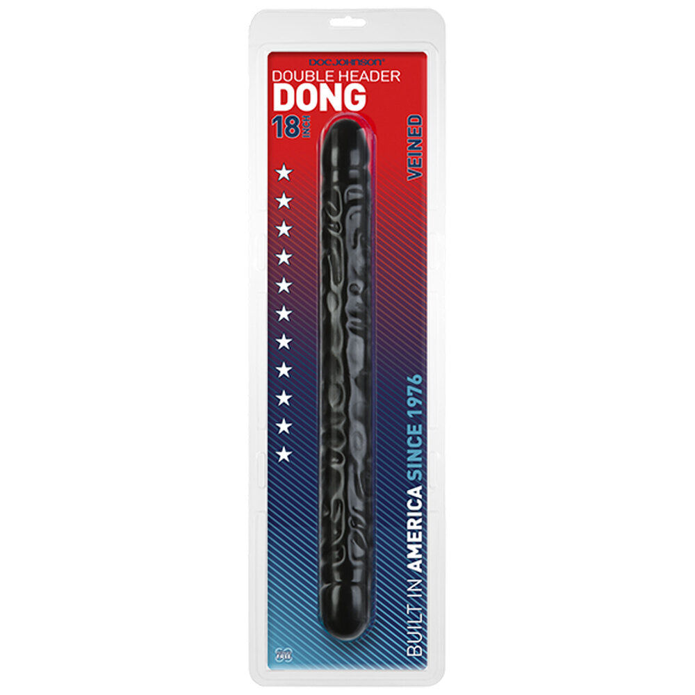 Double Header 18 Inch Veined Dong Black – Large Double-Ended Dong