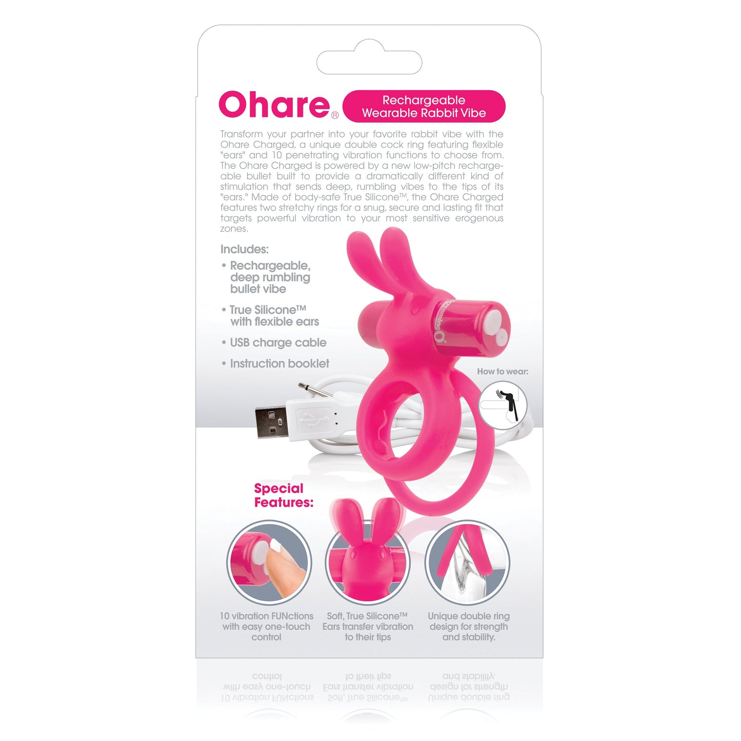 Charged Ohare – Rechargeable Double Cock Ring Rabbit Vibrator
