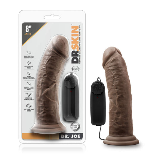 Dr Joe 8 Inch Chocolate Vibrating Suction Cup Sex Toy