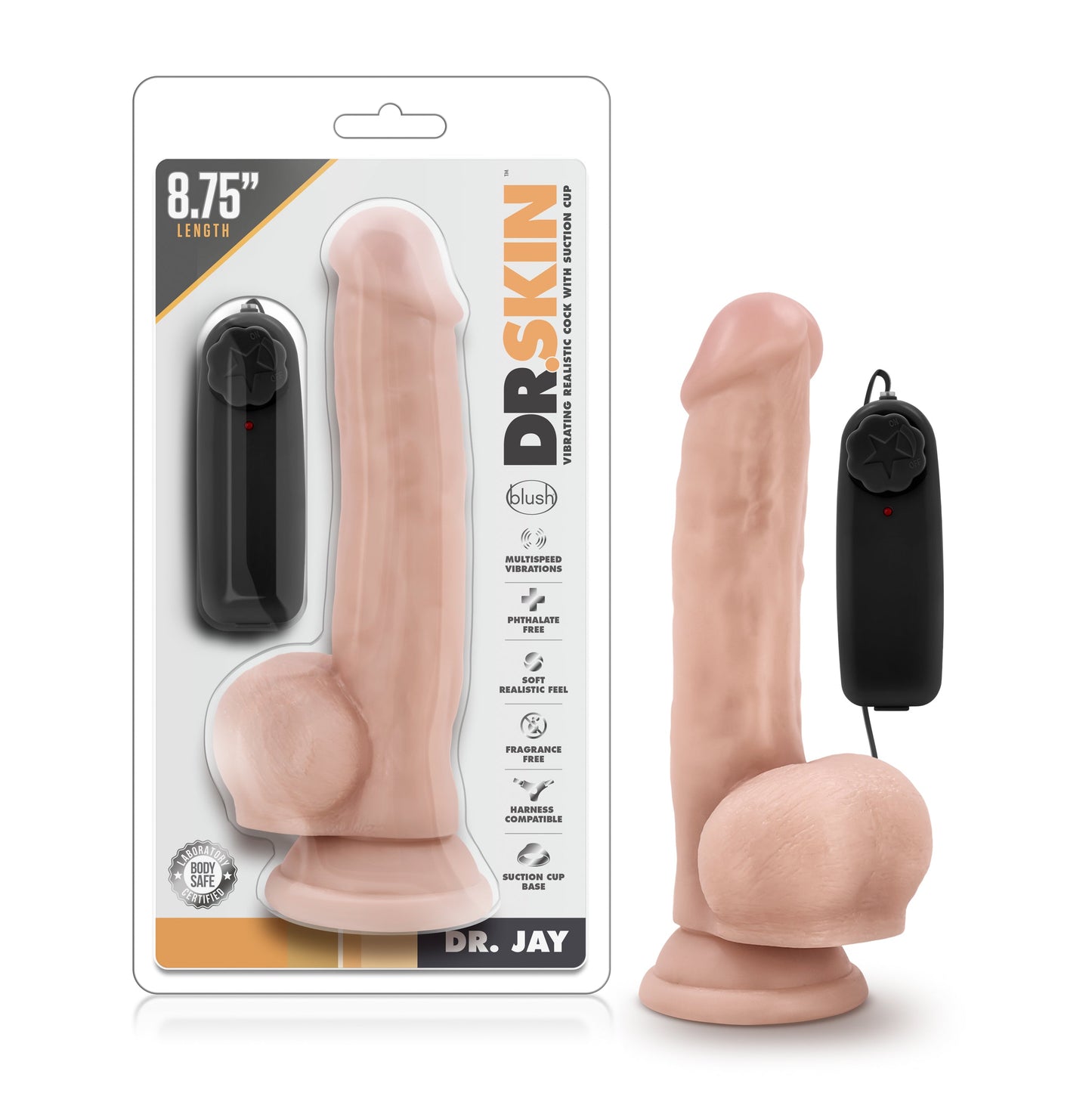 Dr Skin 8.75 Inch Curved Vibrating Dildo with Suction Cup