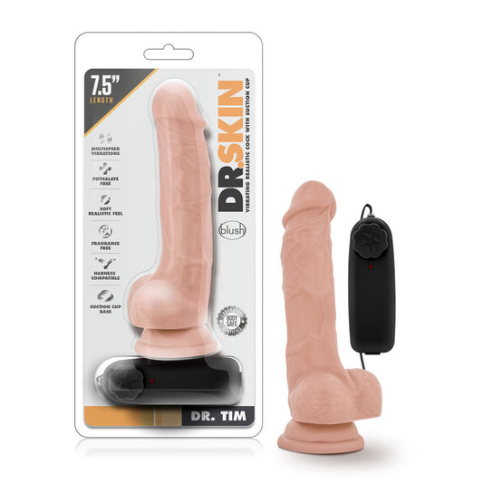Dr Tim 7.5 Inch Realistic Vibrating Dildo with Suction Cup Vanilla