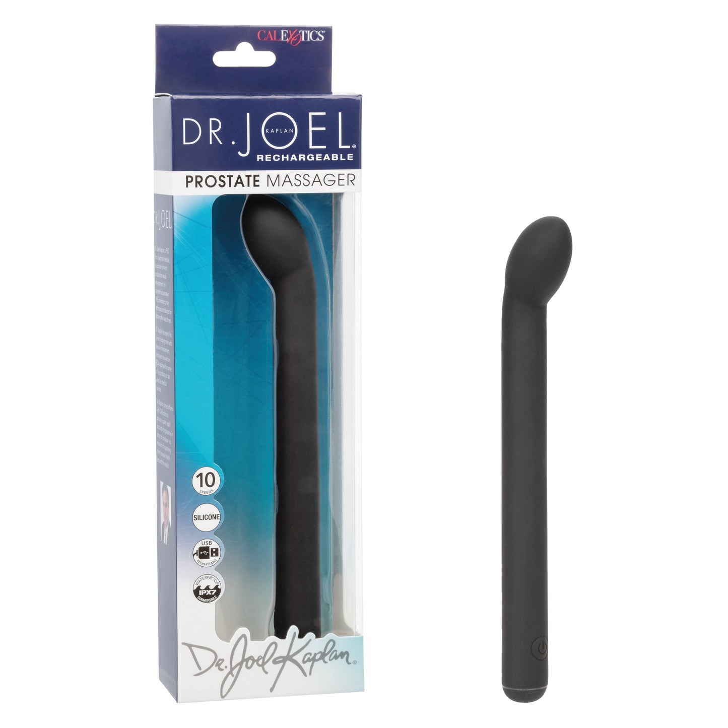 Dr. Joel Kaplan Black Silicone Prostate Massager with 10 Vibration Speeds and Charging