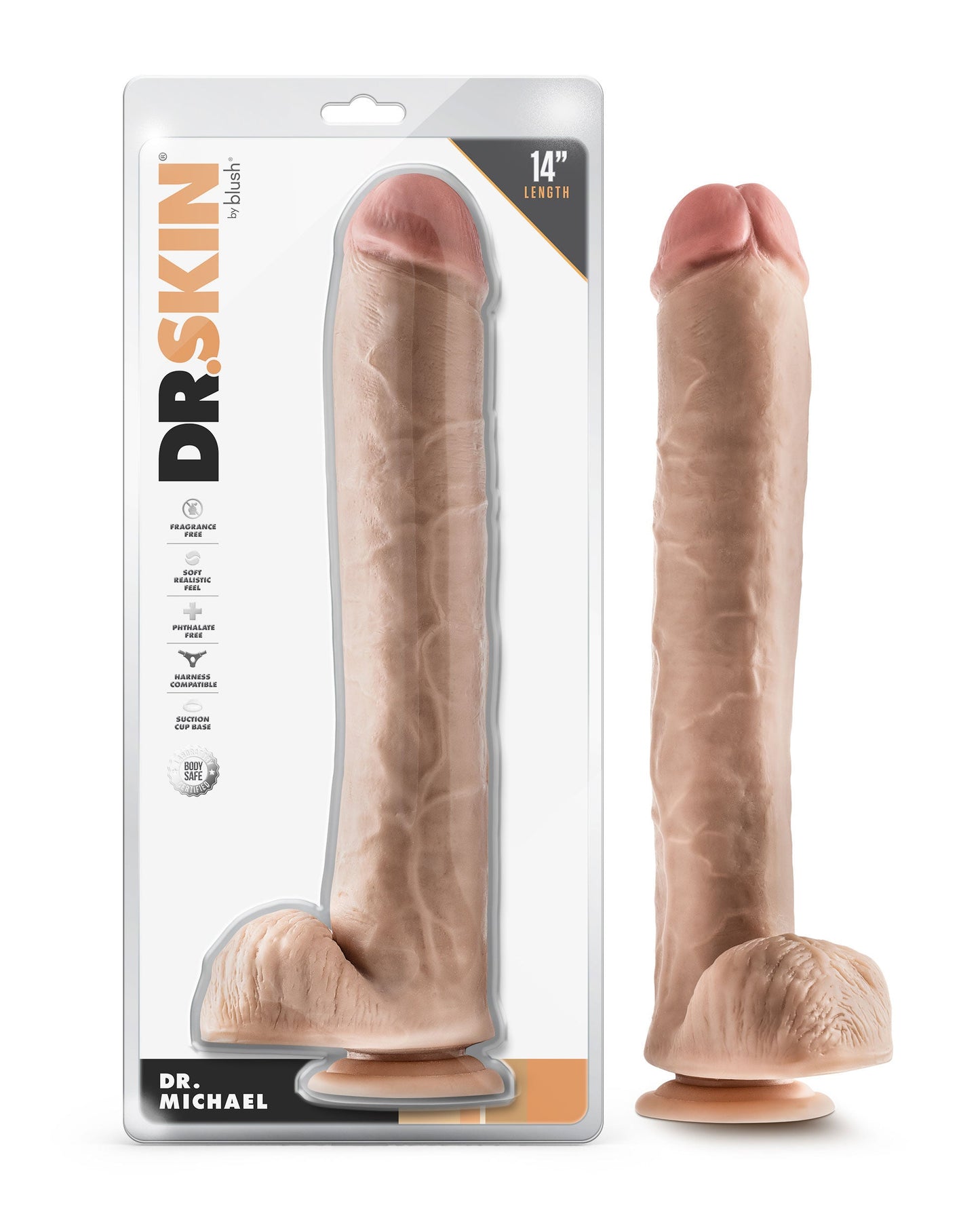Dr. Michael 14 Inch Beige Realistic Dildo with Suction Base
