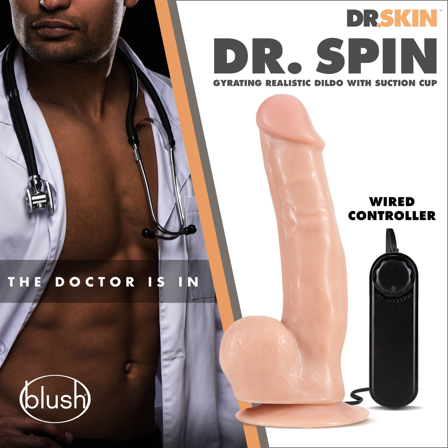 Dr. Skin Dr. Spin (Vanilla) – Gyrating Realistic Dildo