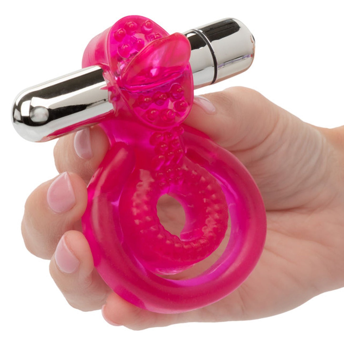 Dual Clit Flicker Vibrating Cockring with Removable Stimulator