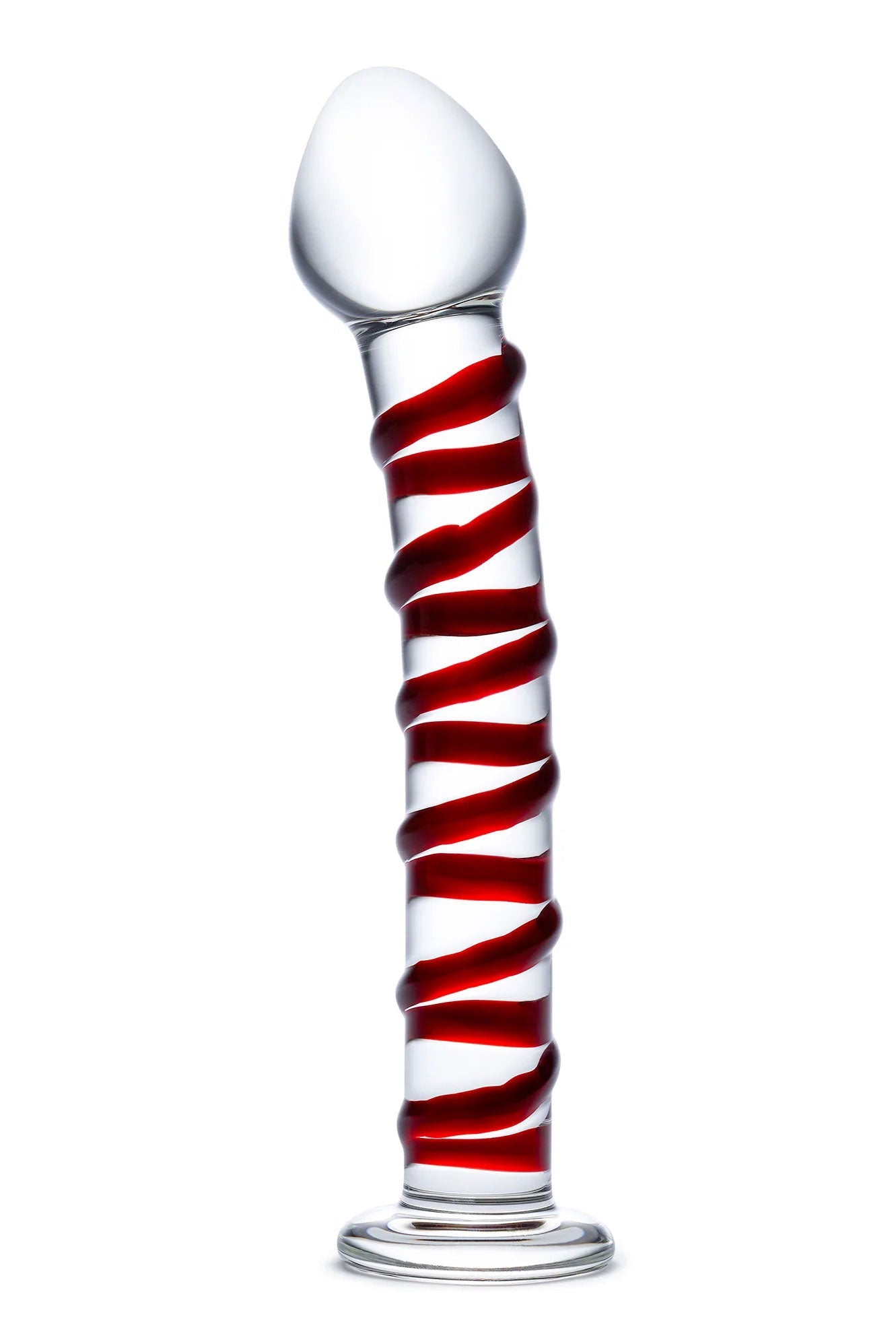 Glas 8 Inch Mr Swirly Spiral Red and Clear Glass Dildo