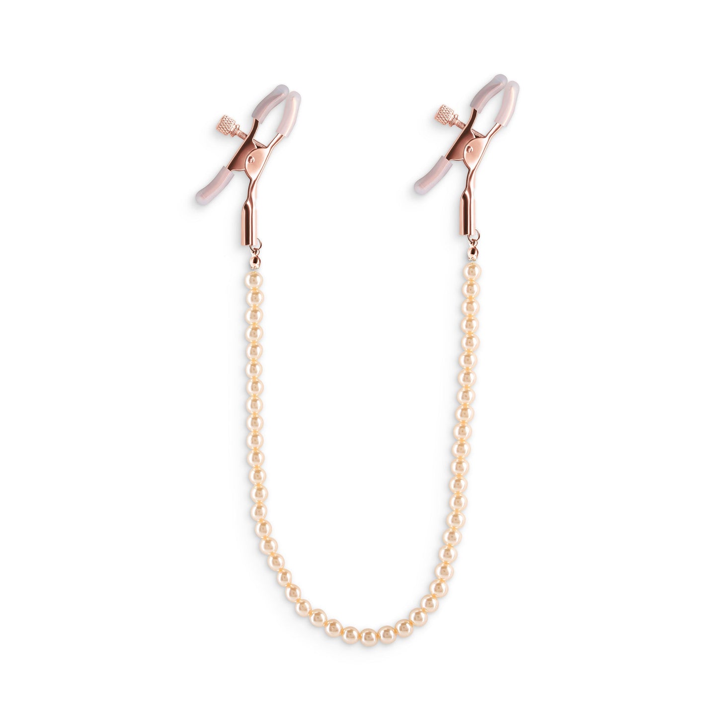 Bound Adjustable Nipple Clamps with Gold Pearl Chain – Silicone Tip Nipple Clamps