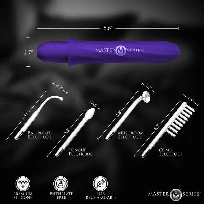 Elektrawand Rechargeable Violet Wand (Purple) – Cordless Electro Stimulation Wand with Attachments