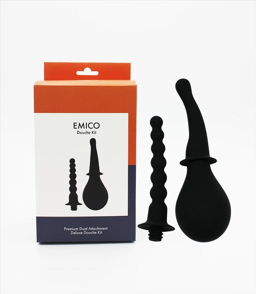 Emico Douche Kit Premium Dual Attachment Silicone Unisex Cleaning System Black