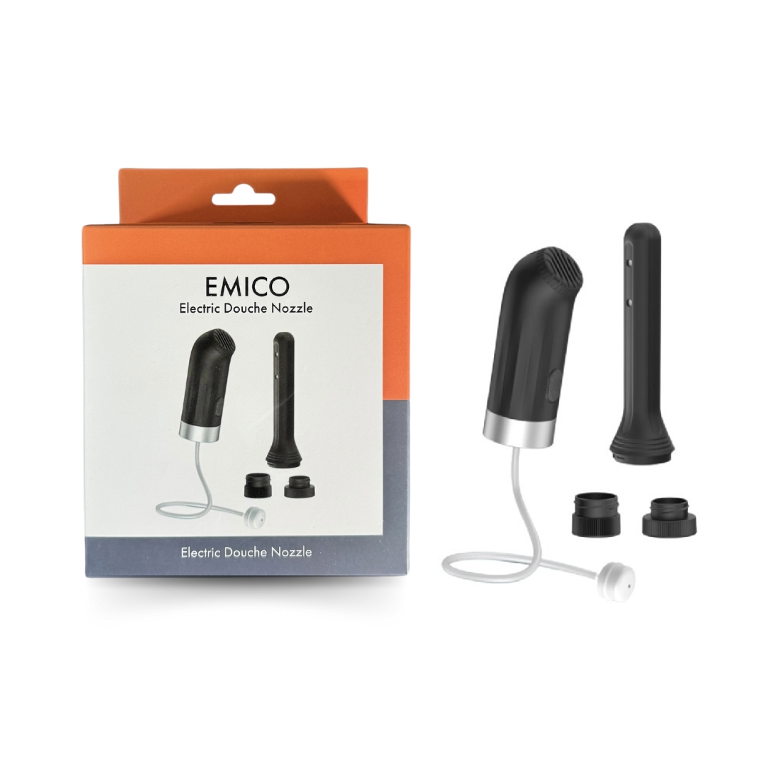 Emico Electric Douche Nozzle Waterproof with 3 Speeds and 5 Spout Options Black Silicone