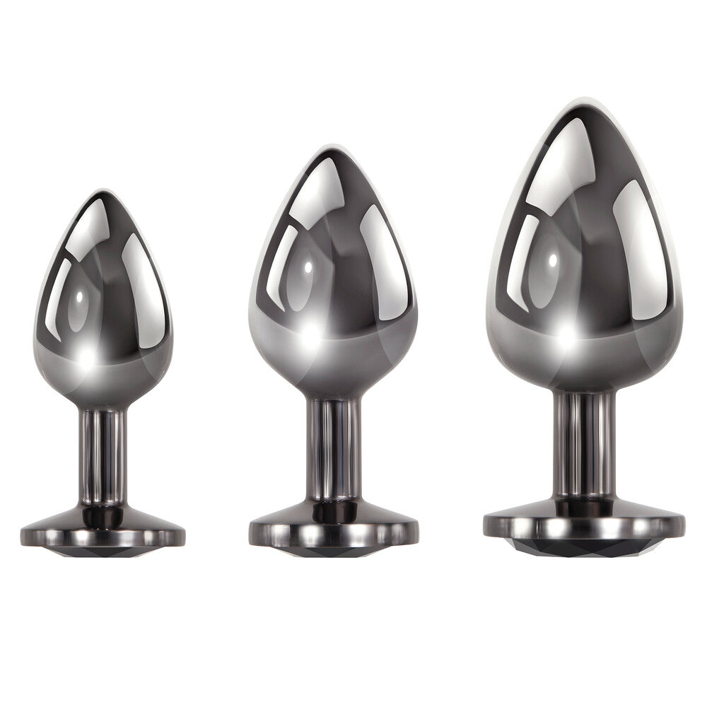 Evolved Black Gem Anal Plug Set – Metal Anal Plug Set