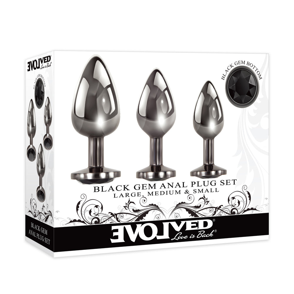 Evolved Black Gem Anal Plug Set – Metal Anal Plug Set