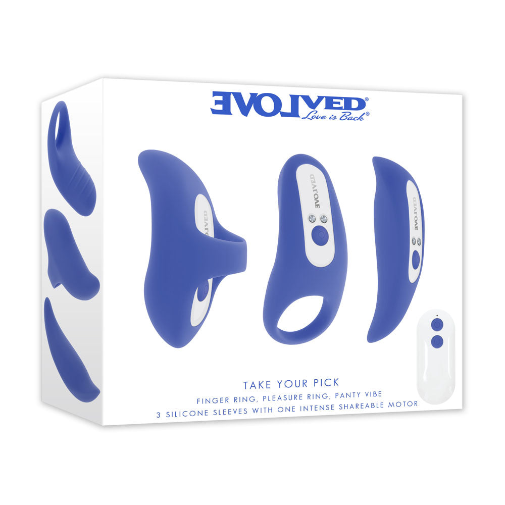 Evolved Take Your Pick – Rechargeable Bullet Vibrator with 3 Sleeves
