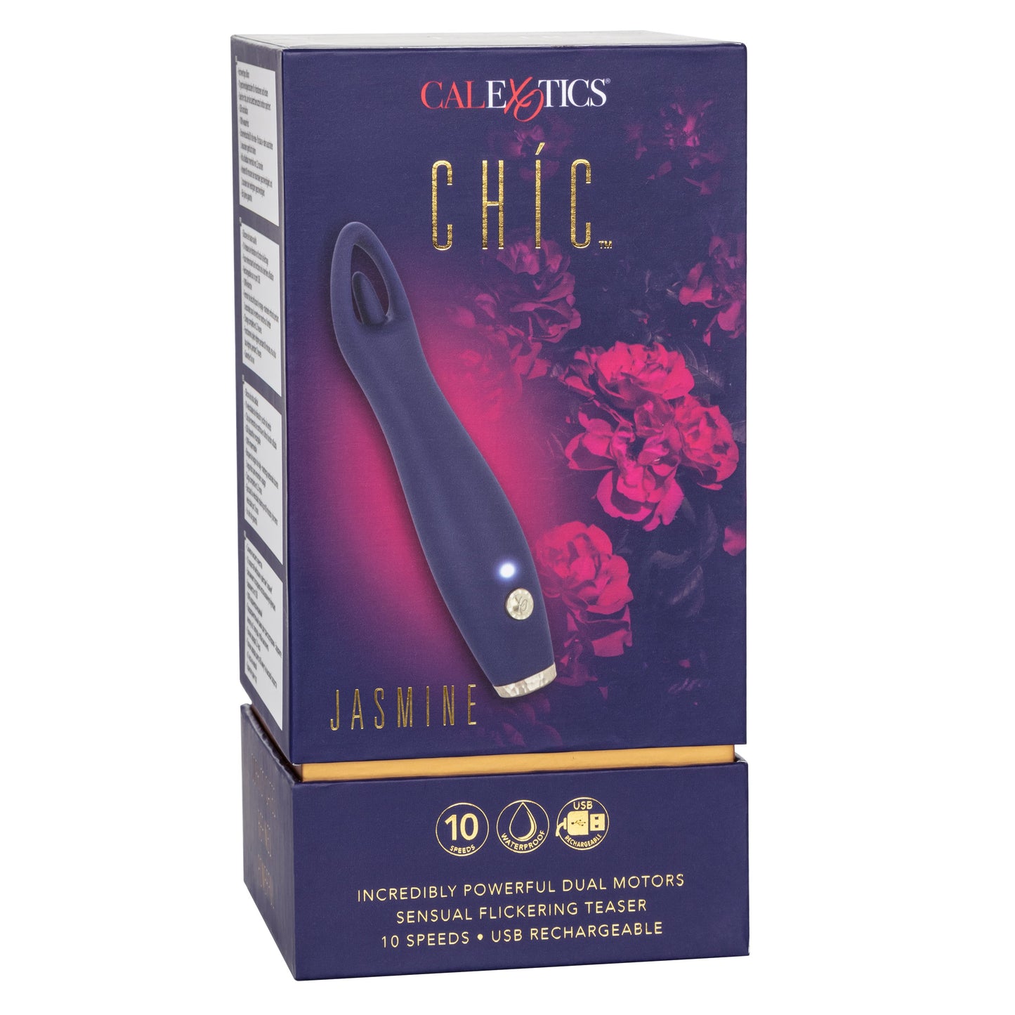Chic Jasmine Navy Blue 6.25 Inch Dual Motor Silicone Vibrator with 10 Speeds and Rechargeable