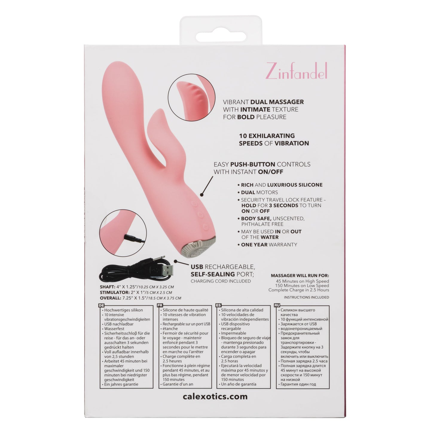 Uncorked Zinfandel Pink Dual Massager with Textured Teaser and 10 Speeds Silicone Vibrator