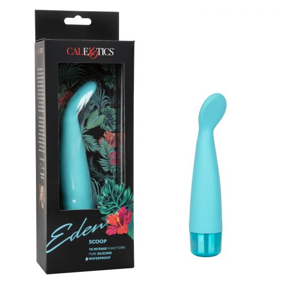 Eden Scoop Flexible Blue Silicone Massager with 10 Vibration Functions and Waterproof Design