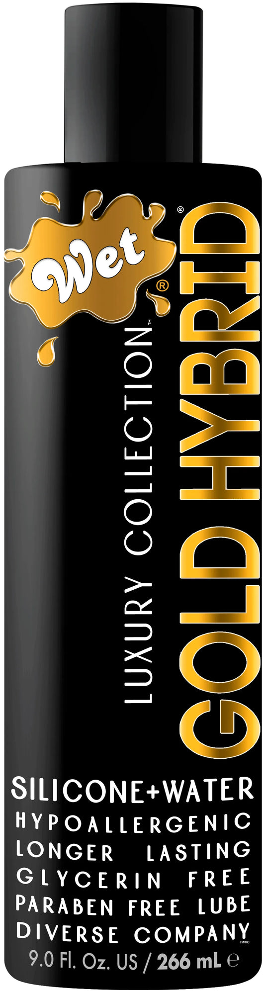 Wet Gold Hybrid Water Silicone Blend – Hypoallergenic Lubricant 9 Fl Oz