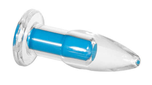 Electric Blue Crystal Clear Vibrator with Remote Control and Ten Speeds