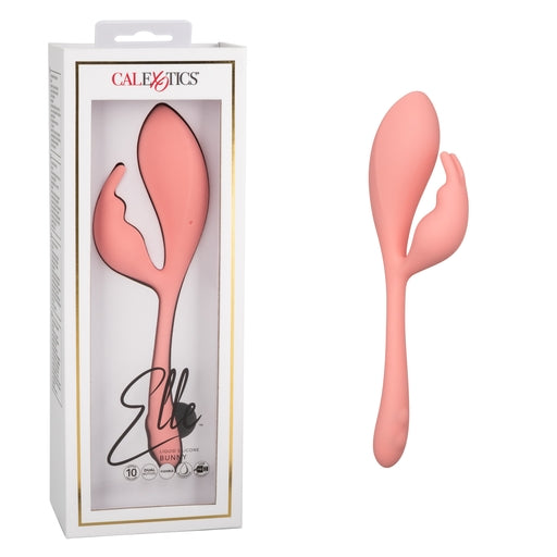 Elle Liquid Silicone Bunny Vibrator in Soft Pink with 10 Vibration Functions and Flexible Body