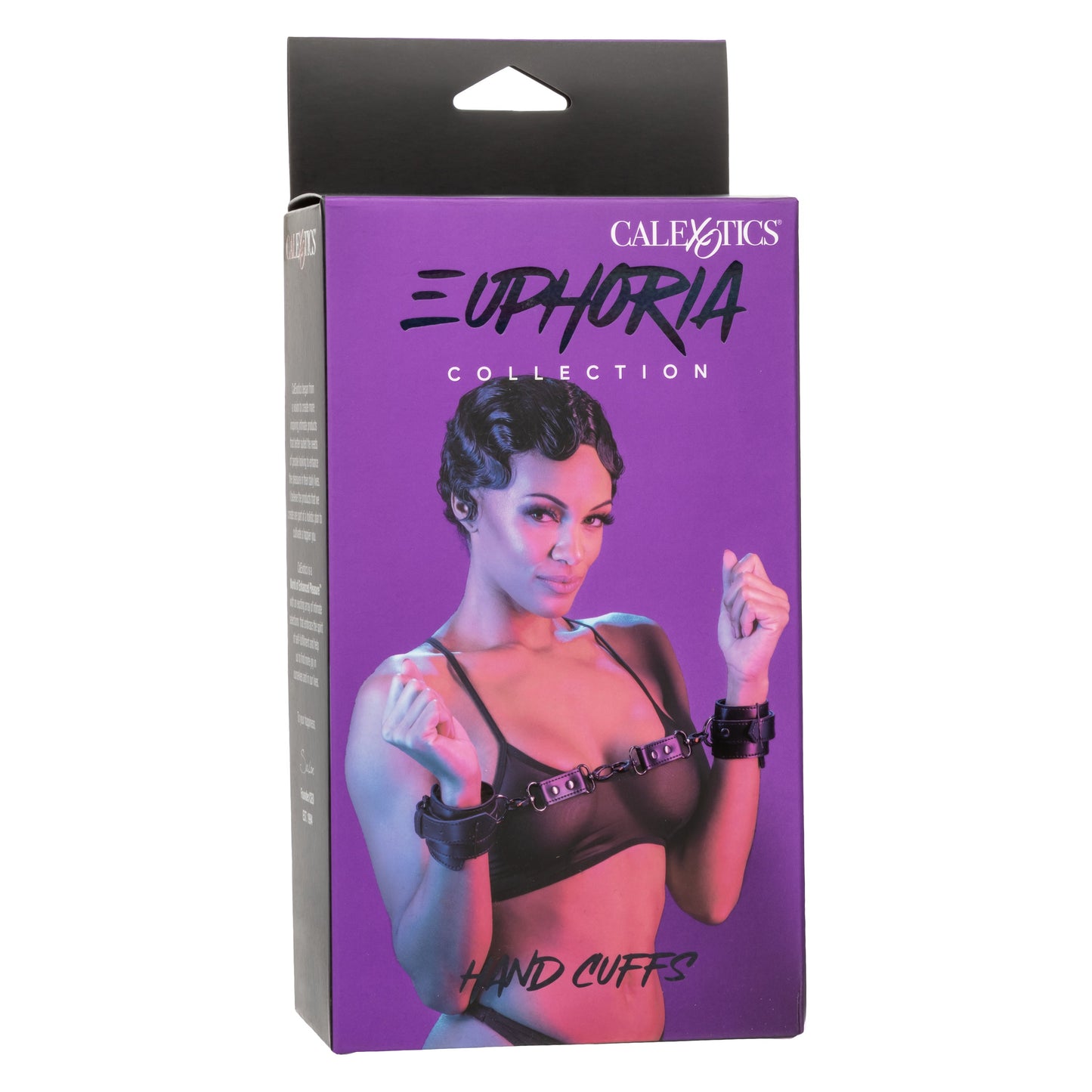 Euphoria Collection Black Adjustable Hand Cuffs with Velvet Interior and Vegan Leather Exterior