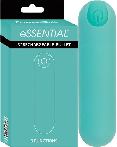 Essential 3 Inch Bullet Vibrator Teal with Discreet Storage Case