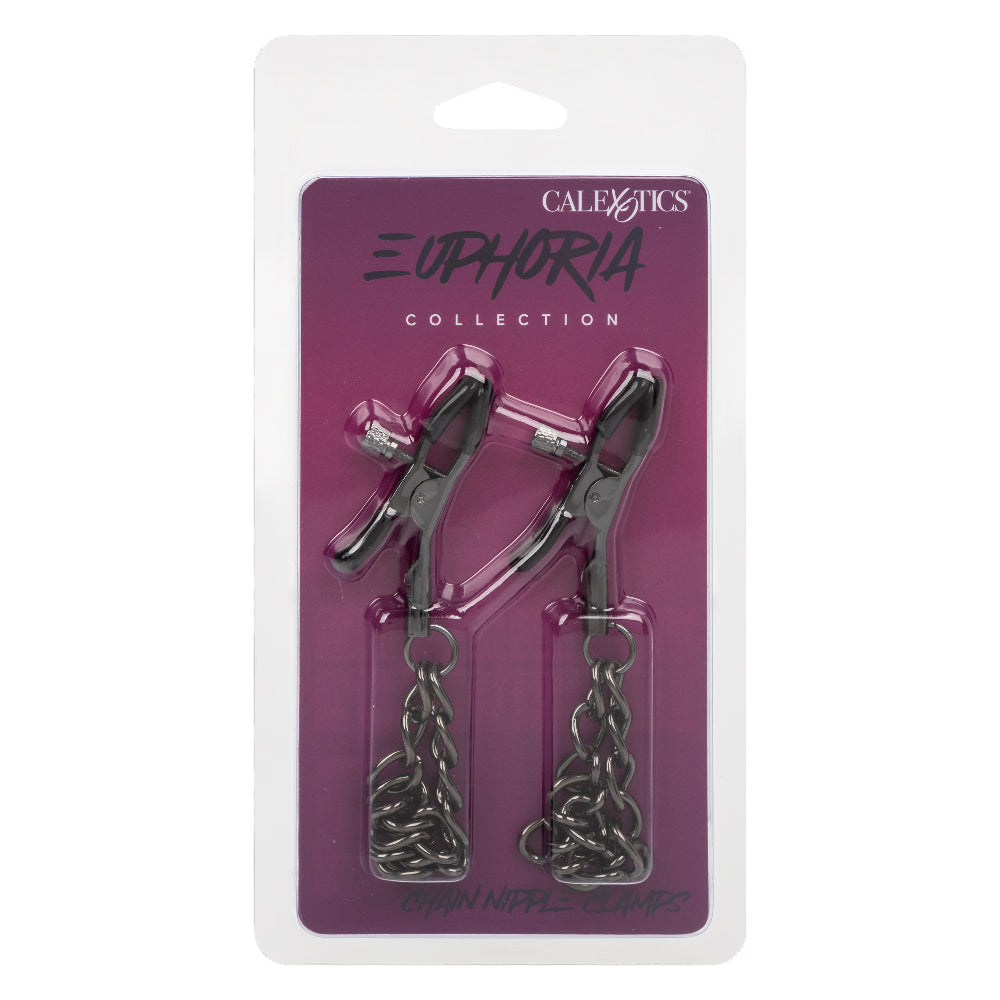 Euphoria Collection Black Chain Adjustable Nipple Clamps with Soft Pads