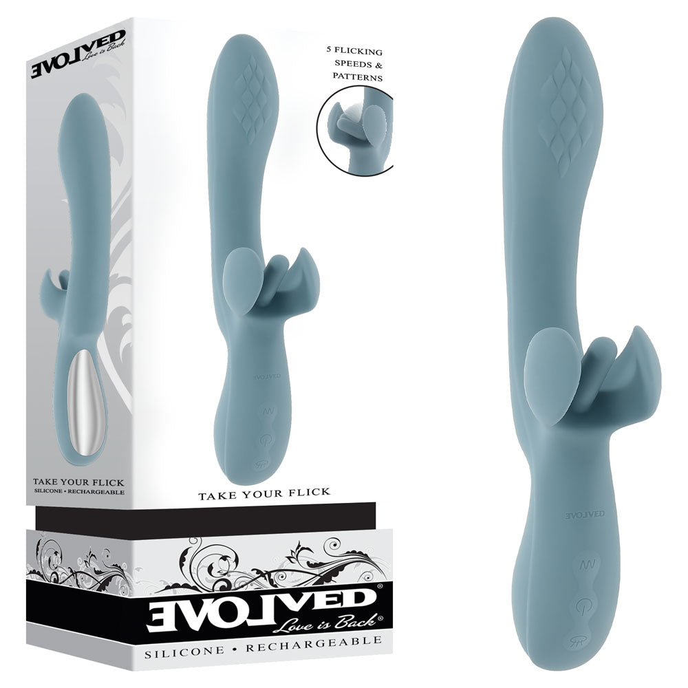 Evolved Take Your Flick Grey 24.1 cm Vibrator with Flicking Clitoral Stimulator