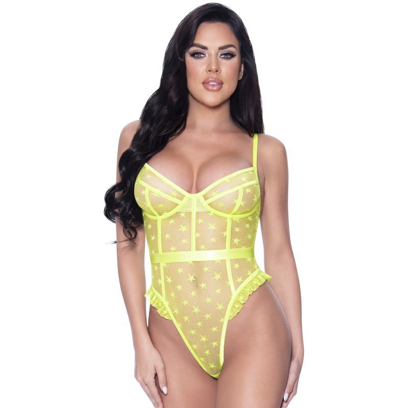 Exposed by Magic Silk Star Design High Leg Teddy Lingerie