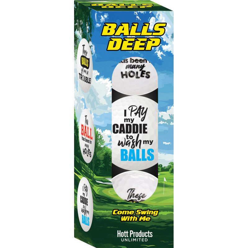 Balls Deep Novelty Golf Balls – Set of 3 Humorous Golf Ball Set