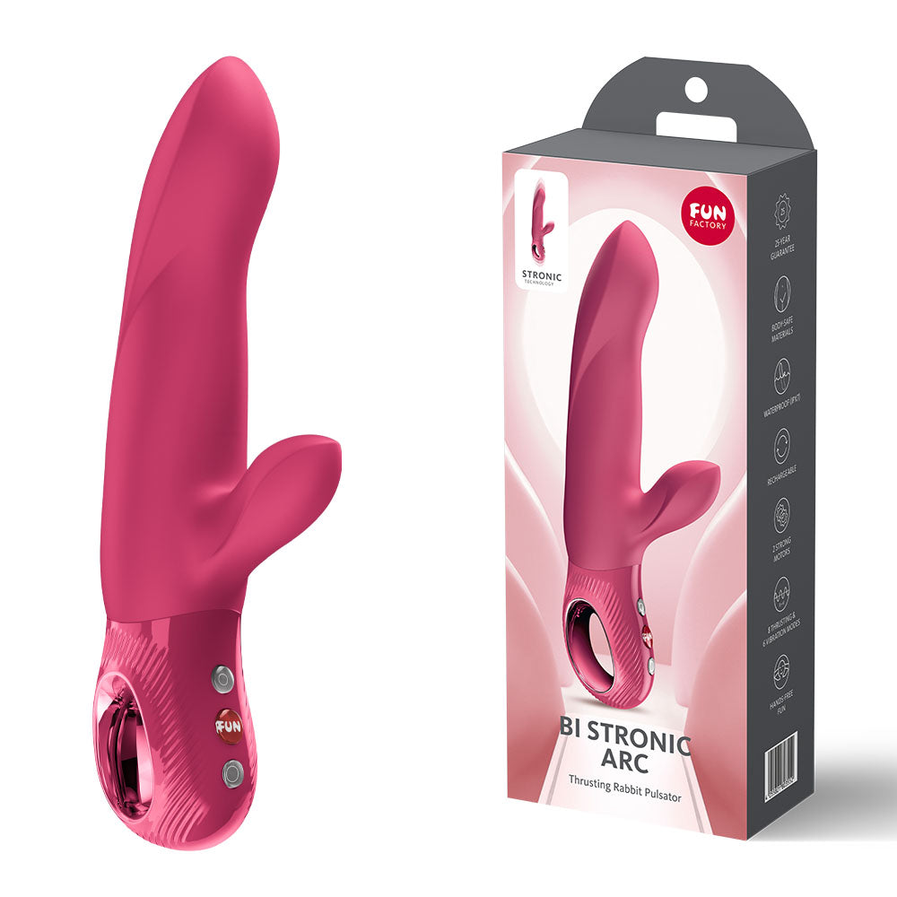 Fun Factory BI STRONIC ARC (Raspberry) – USB-C Rechargeable Thrusting Vibrator