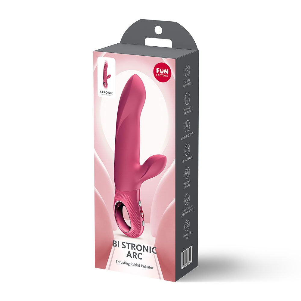 Fun Factory BI STRONIC ARC (Raspberry) – USB-C Rechargeable Thrusting Vibrator