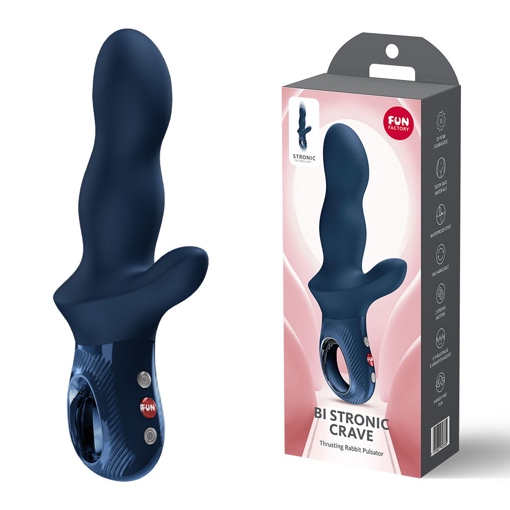 Fun Factory Bi Stronic Crave (Nightblue) – USB-C Rechargeable 21cm Thrusting Vibrator
