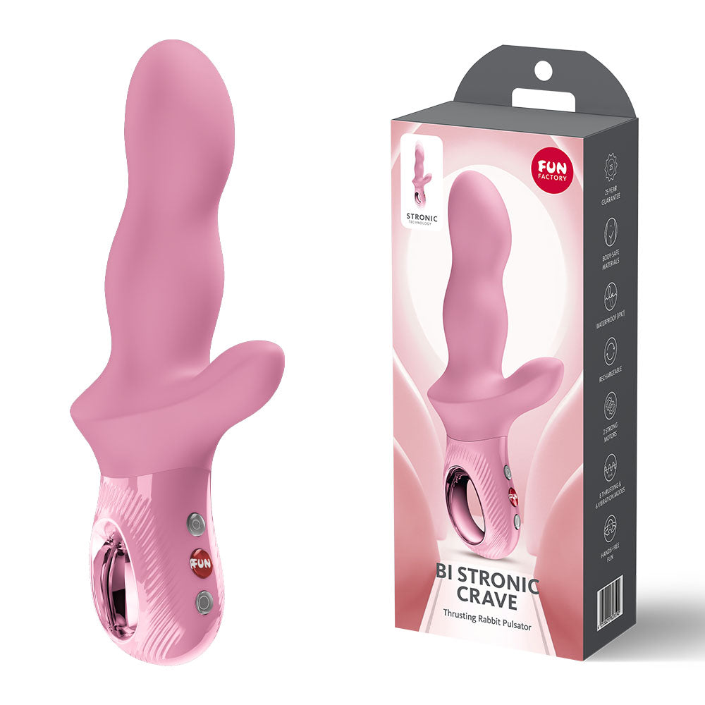 Fun Factory Bi Stronic Crave (Rose) – USB-C Rechargeable 21cm Thrusting Vibrator