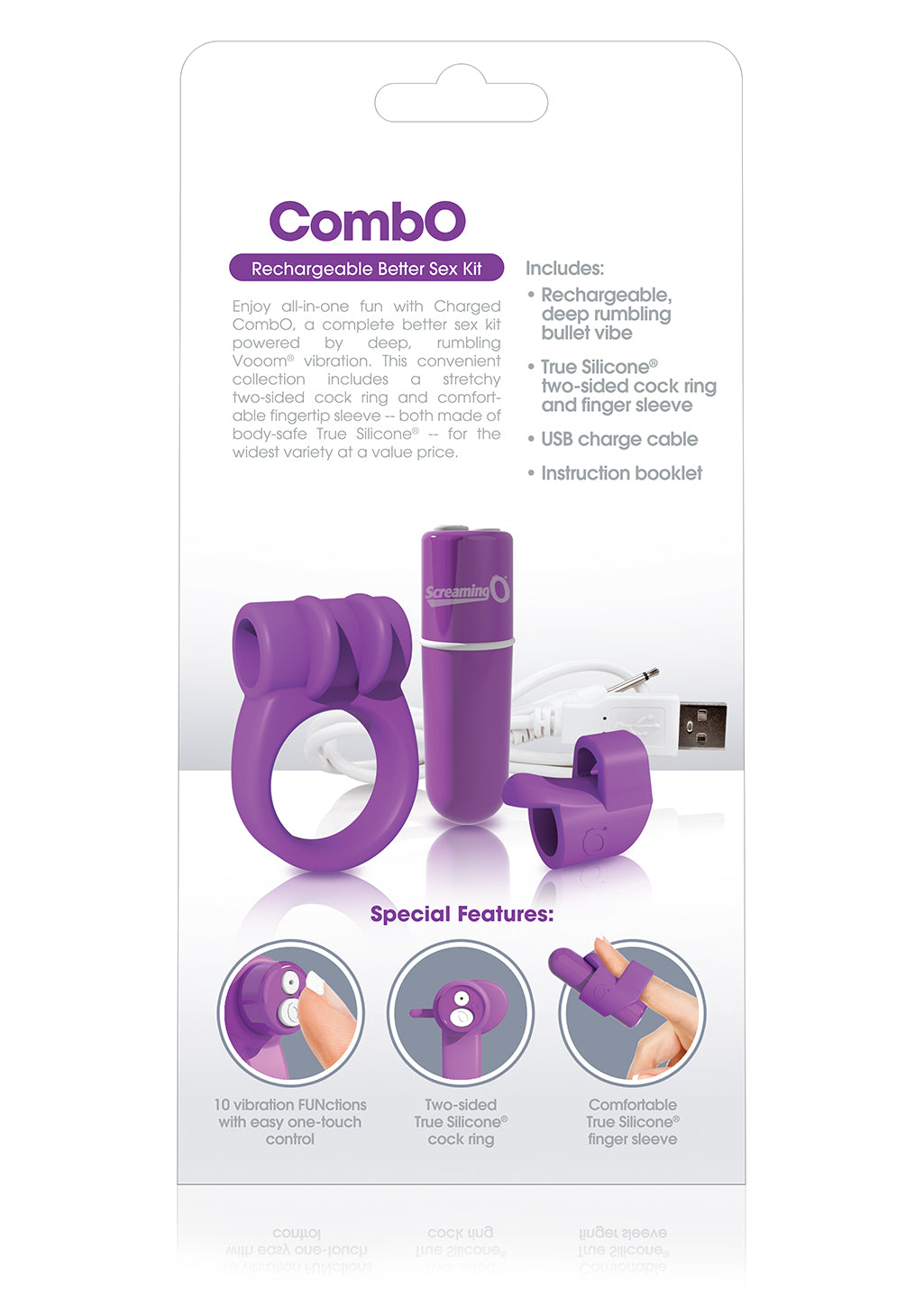 Charged Combo Kit 1 – Body-Safe Silicone Cock Ring and Fingertip Sleeve Kit