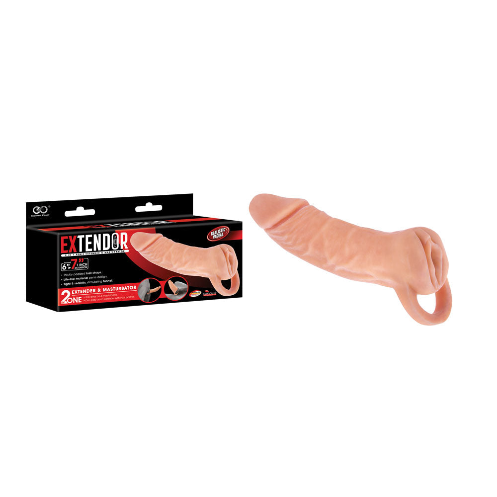 Extendor 7 Inch Penis Extender and Masturbator – 2-in-1 Sleeve with Vagina Opening Penis Extension Sleeve