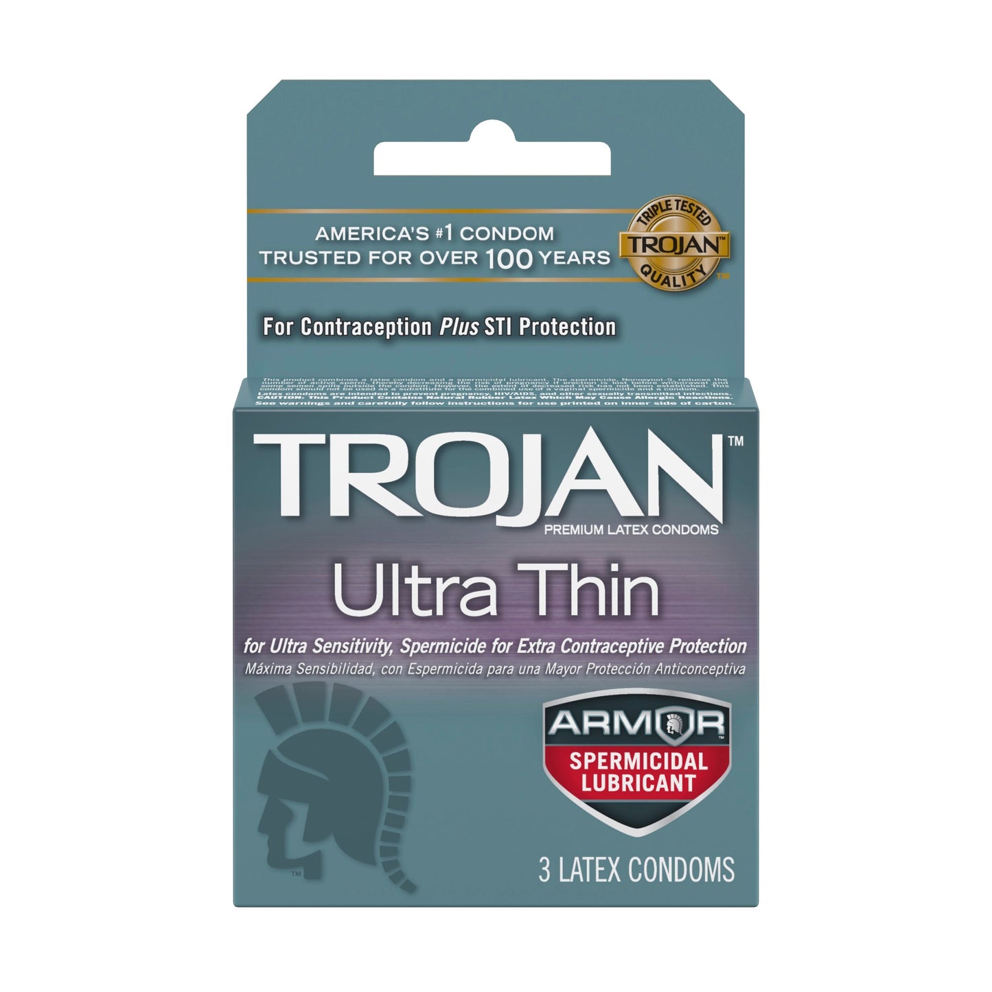 Trojan Ultra Thin Armor Spermicidal Condoms - 3 Pack