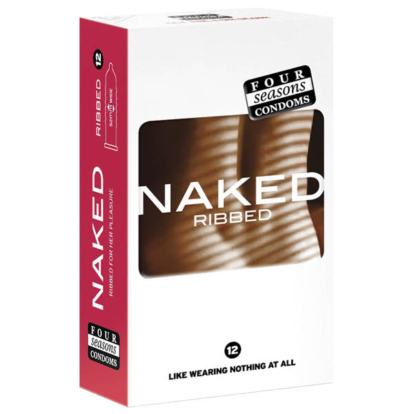 Four Seasons Naked Ribbed Ultra Thin Ribbed and Lubed Condoms 12 Pack