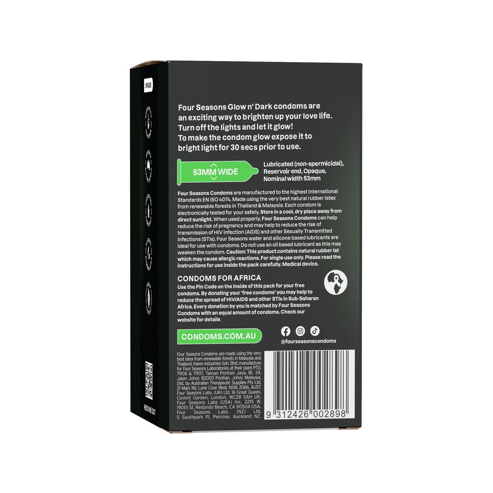 Four Seaons Glow N' Dark Condoms 8 Pack