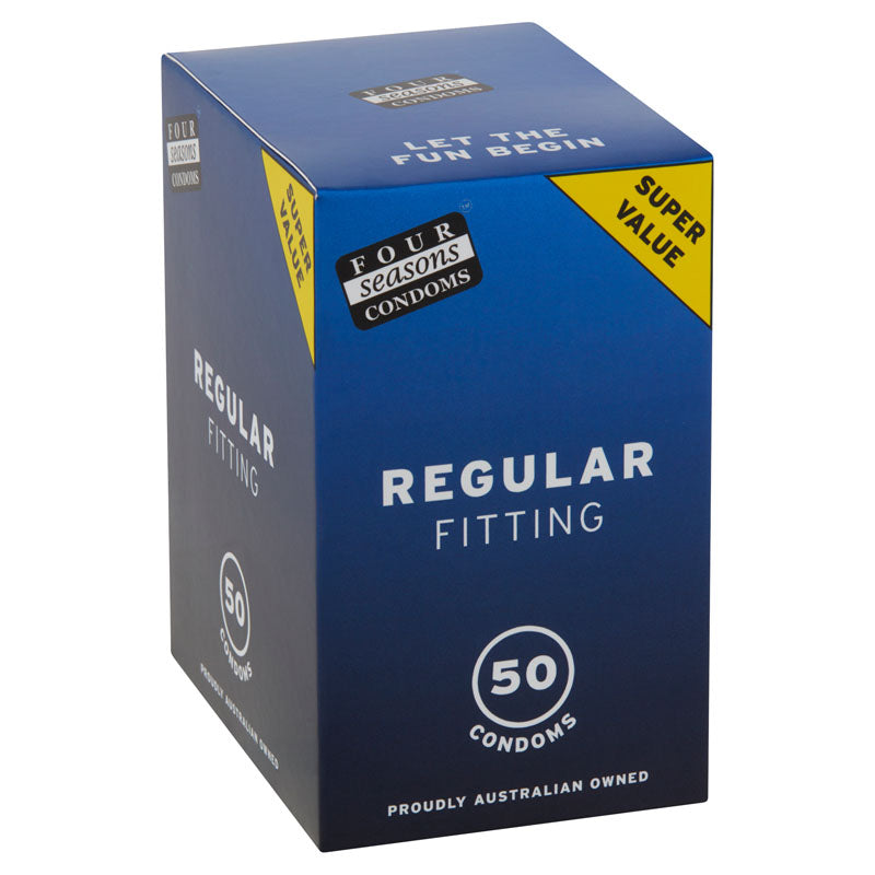 Four Seasons Regular Condoms – 54mm Lubricated Condoms 50 Pack