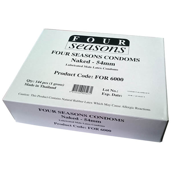 Four Seasons Naked Condom – Sheer, Sensitive Latex Condom 144pc Bulk Pack