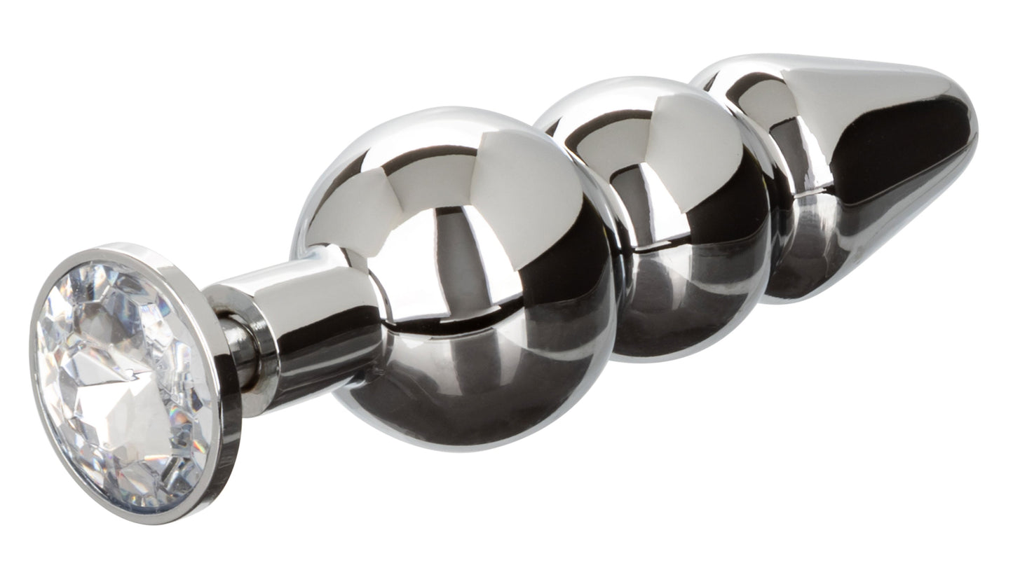 Star Fucker Beaded Plug With Stretchy Black Silicone Dual Enhancer and Silver Metal Probe