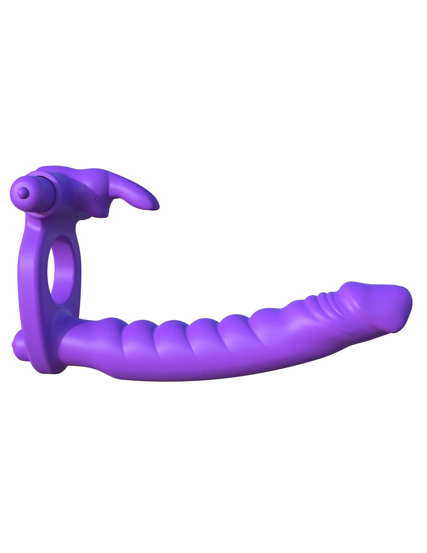 Fantasy Silicone Double Penetrator Rabbit Cockring in Purple