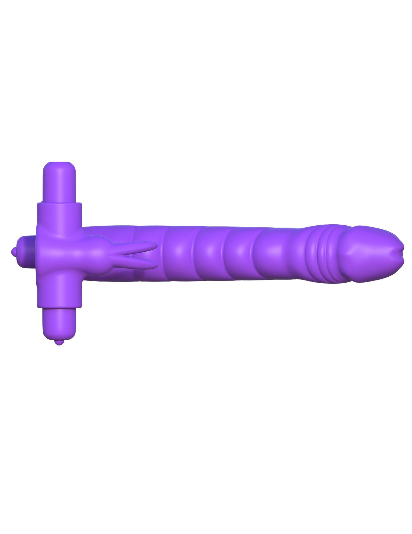 Fantasy Silicone Double Penetrator Rabbit Cockring in Purple